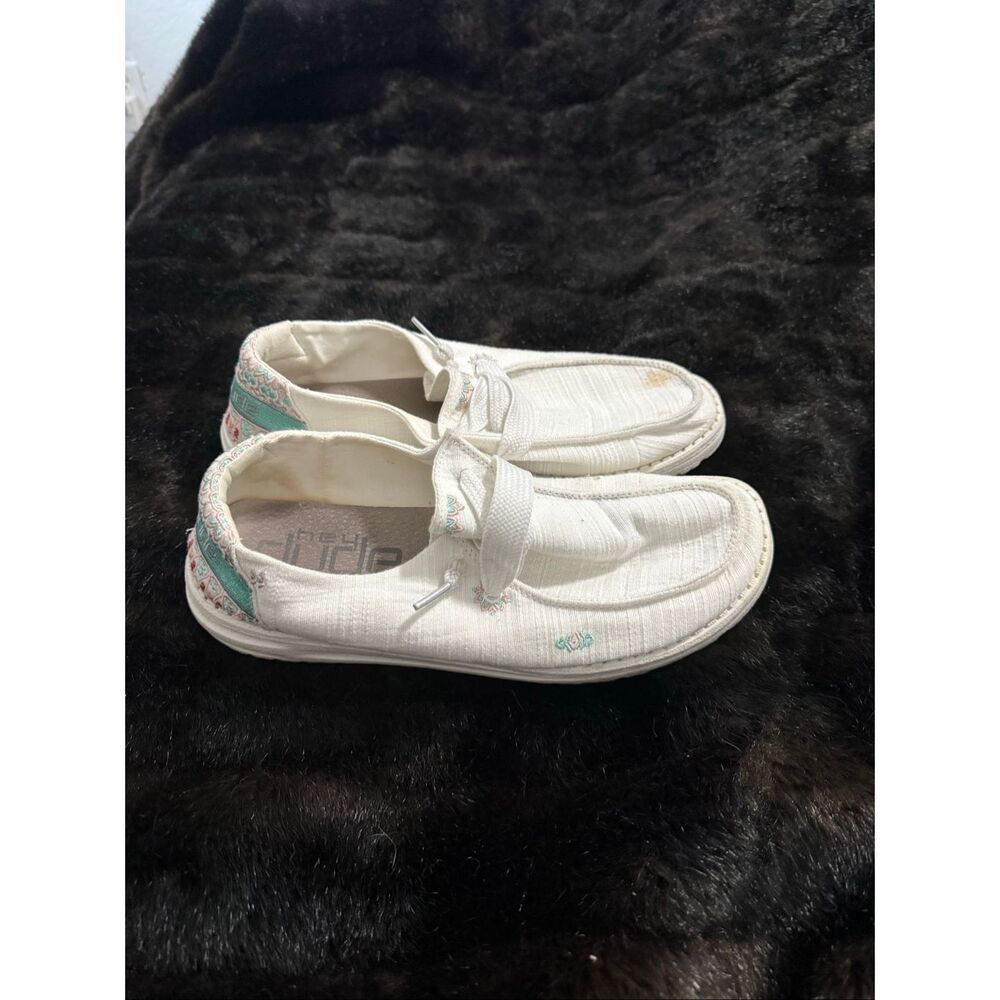 HEY‎ DUDE Wendy Flora Lily White Shoes, Women's 10, White slip on